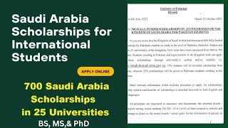 700 Saudi Arabia Scholarships in 25 Universities for BS, MS & PhD