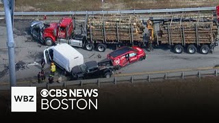 Large multi-car crash involving logging truck closes Route 2 in Massachusetts for hours