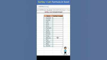 Excel Job Interview Questions Sortby + Len Formula in Excel #excel #exceltutorial #shorts #exceltips