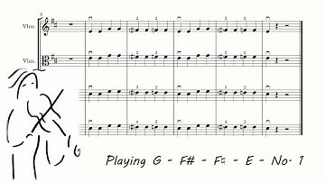 Playing G - F# - F♮ - E - No. 1. Basic Notes for Orchestra. Play Along. www.OrchestraPlayAlong.com