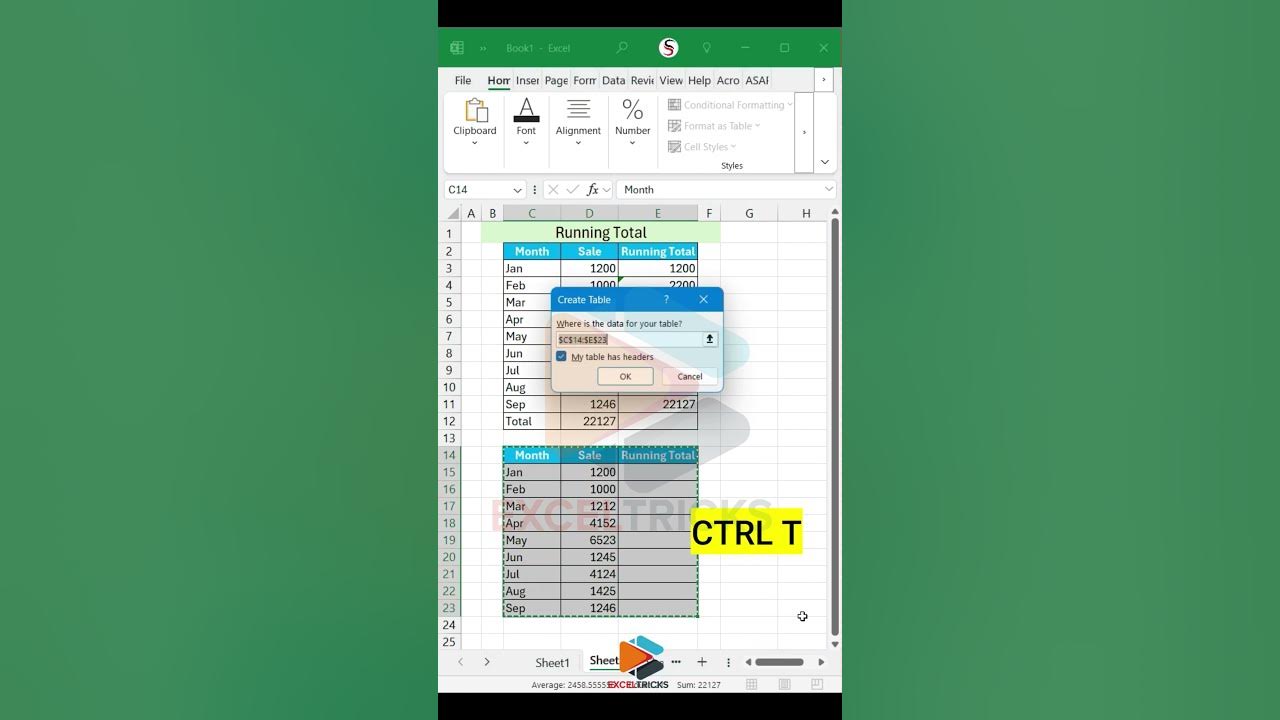 Running total with sum formula in excel youtubeshorts exceltricks 