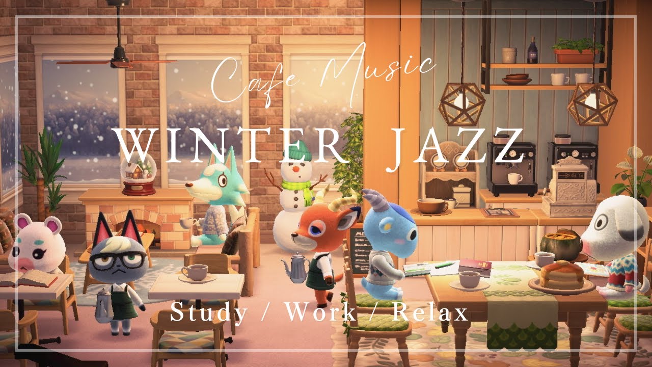 【ACNH BGM】 Cozy Winter Café Jazz Ambience | 3 Hours of Relaxing Study & Work Music