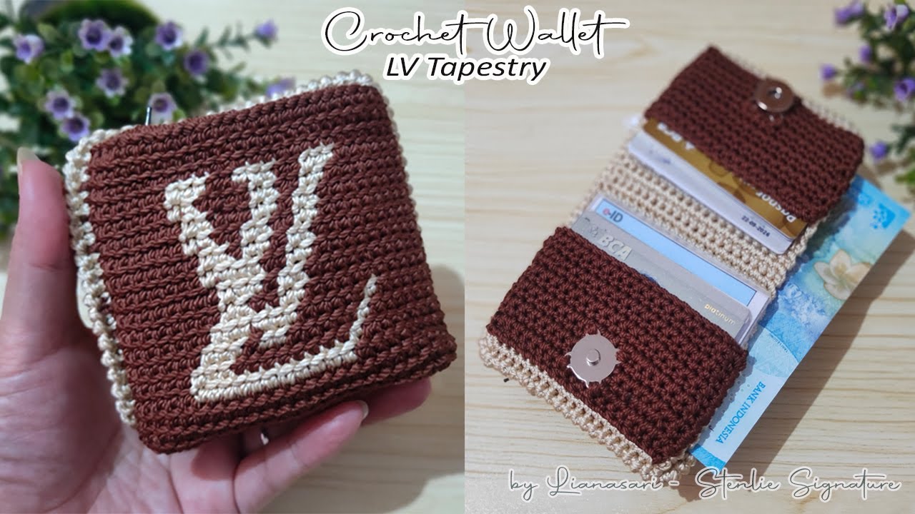 Beautiful Knitting Wallet with LV Tapestry Pattern 