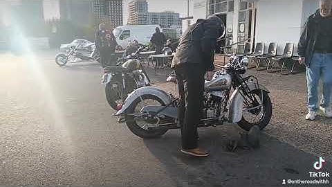 Old Indian at @AceCafeLondonUK kick-start, don