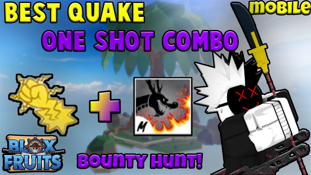 Best Fruit Quake + Death Step One shot combo』Bounty Hunt l Roblox, Blox  fruits update 17