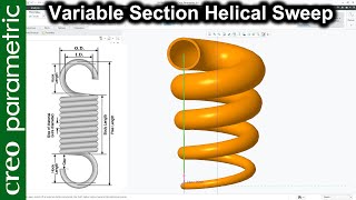 Variable section helical sweep in Creo Parametric