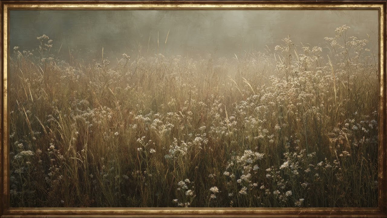Golden Meadow Landscape TV Art | Luxury 4K Nature Wall Background Screensaver in Elegant Frame