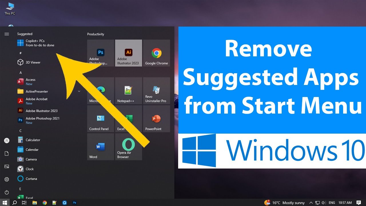How to Remove Suggested Apps from Start Menu in Windows 10? - YouTube