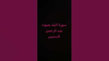سورة البلد بصوت الشيخ عبد الرحمن السديس