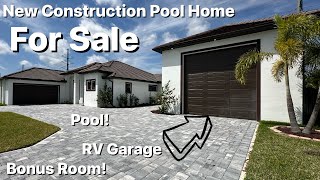 New Construction Home Tour! Pool, RV Garage, & More! New Contruction Home For Sale In Cape Coral FL!