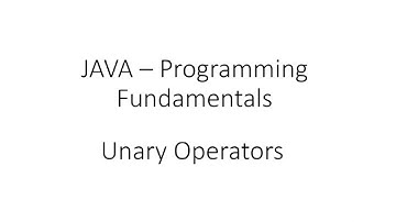 Java Unary Operators