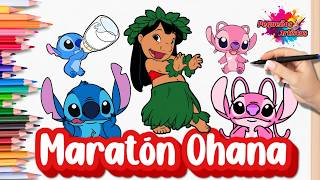 MARATÓN DE DIBUJO 🌺 Cómo dibujar a Lilo, Stitch y Angel 🎨 LILO Y STITCH