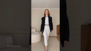 Spring outfit- ribbed white dress and black blazer