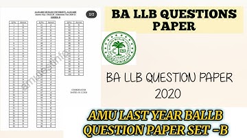 BA LLB QUESTION PAPER 2020 LAST YEAR AMU QUESTION PAPER BALLB | ALIGARH MUSLIM UNIVERSITY
