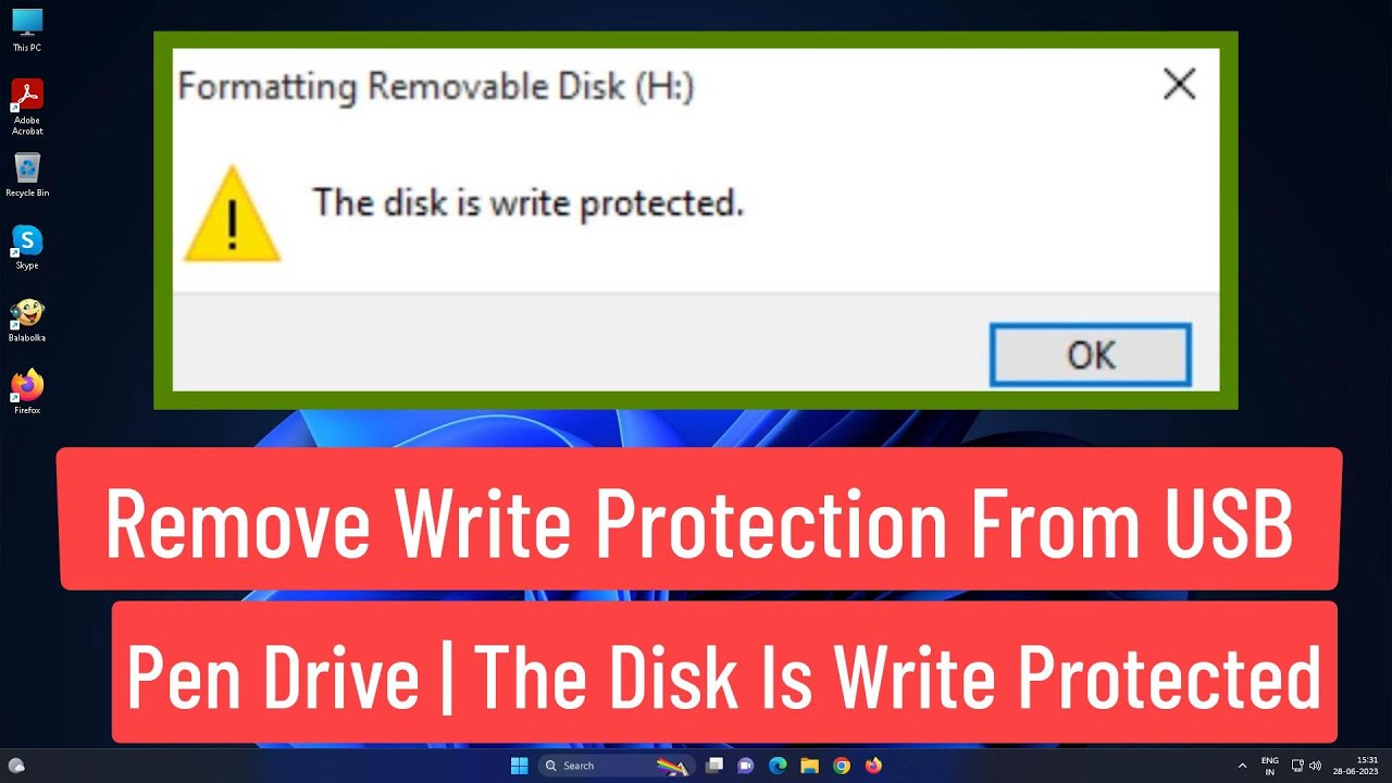 Remove write protection from usb pendrive fix the disk is write