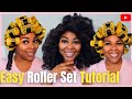 How to do an easy roller set on black natural hair no foam or mousse