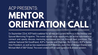 ACP Presents: Mentor Orientation Call