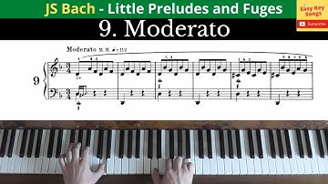 JS Bach Prelude No.9 Prelude in D Minor from Little Preludes and Fuges.  Piano tutorial with score.