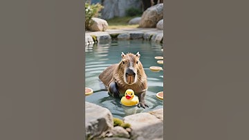 Capybara is enjoying a hot spring bath  カピバラ#shorts #capybara  #trap