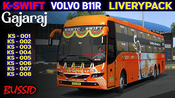 VOLVO B11R SHELL SLEEPER K-SWIFT {GAJARAJ}LIVERY PACK for BUS SIMULATOR INDONESIA - Download now