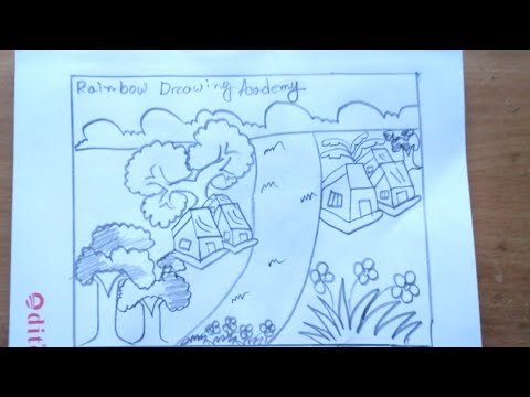 How to draw a landscape scenery step by step | easy drawing for