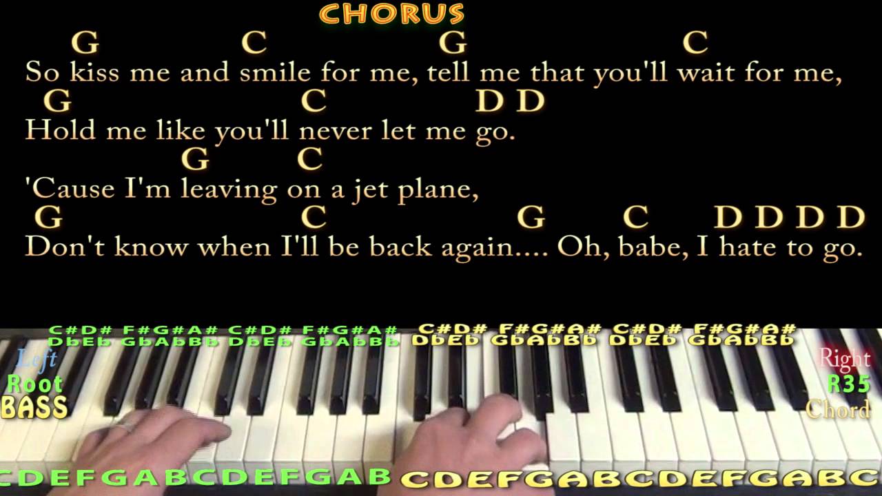 Leaving on a Jet Plane (John Denver) Piano Cover Lesson with Chords