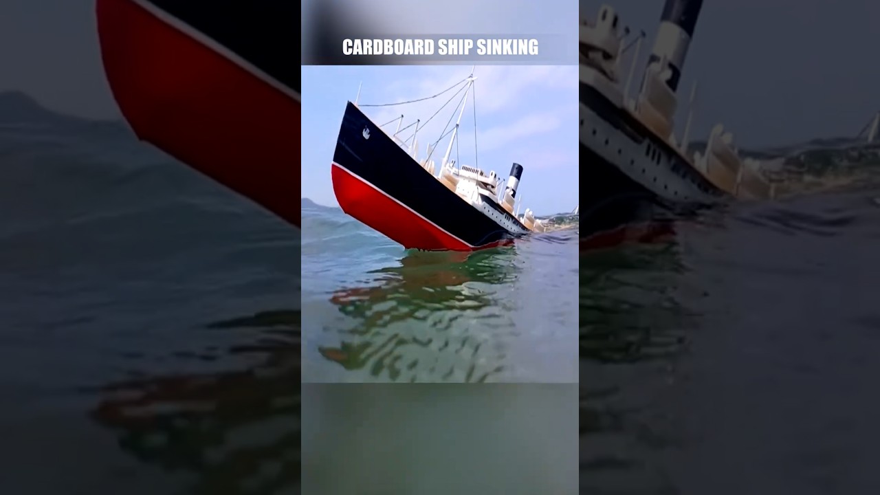 Cardboard ship sinking, model liner sinking in the sea, mini shipwreck #cardboardship #shipmodel