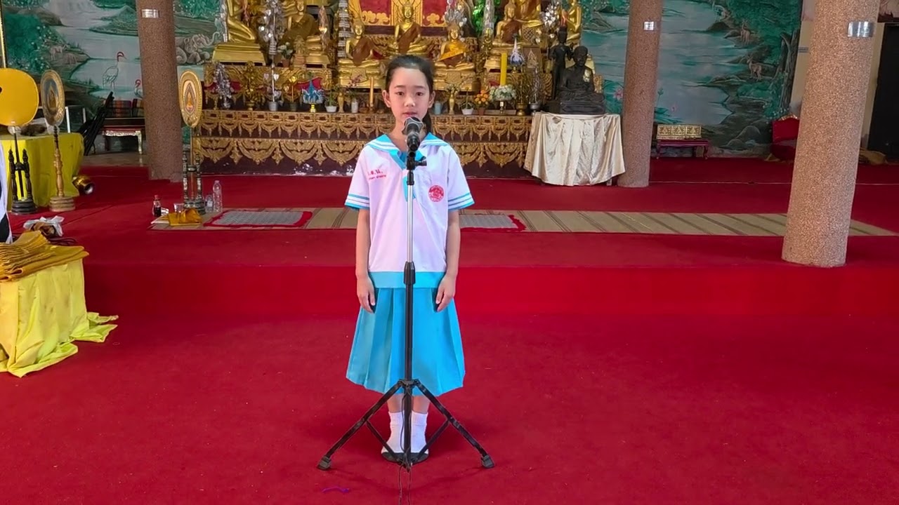 ด.ญ.เพชรรดา ฝากกาย บรรยายธรรมเรื่องรู้ค่าสิ่งที่ได้ พอใจสิ่งที่มี ชีวีเป็นสุข โรงเรียนวัดไร่น้อย