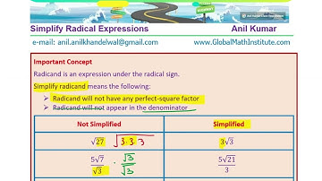 Evaluate Square-Roots Simplify Radical Expressions With Variables and Rationalize Surds