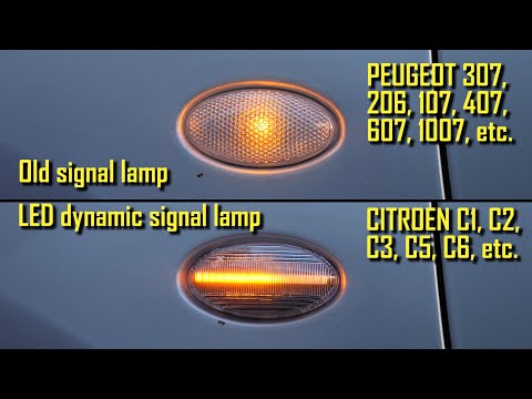 Install Dynamic LED side lamp Peugeot 307, 307 CC, 206, 107, 407, 607, Citroen C1, C2, C3, C5, C6