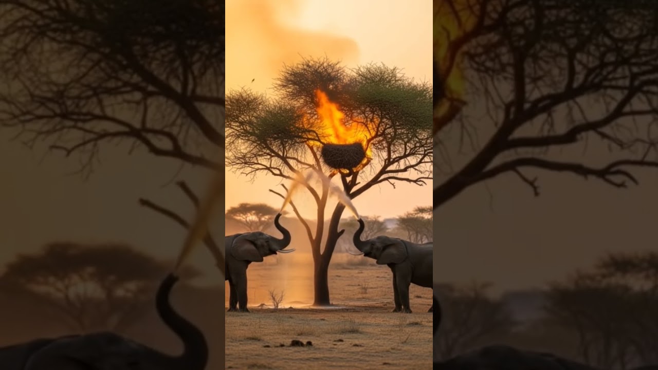 Elephants Rescue Bird Family From Wildfire! 
