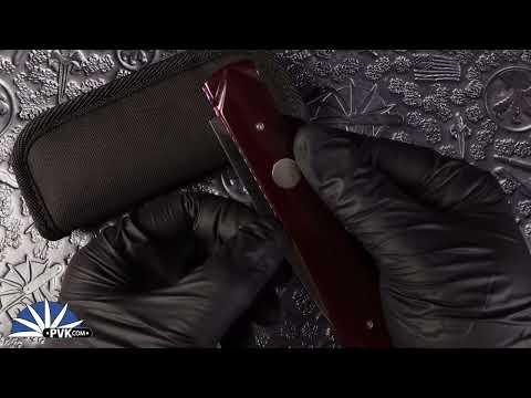 Rainy Vallotton Custom Fantail D&D, Stainless Steel Blade, Burgundy Micarta Handle