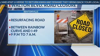 ArDOT announces overnight lane closures on Walton Blvd. KNWA