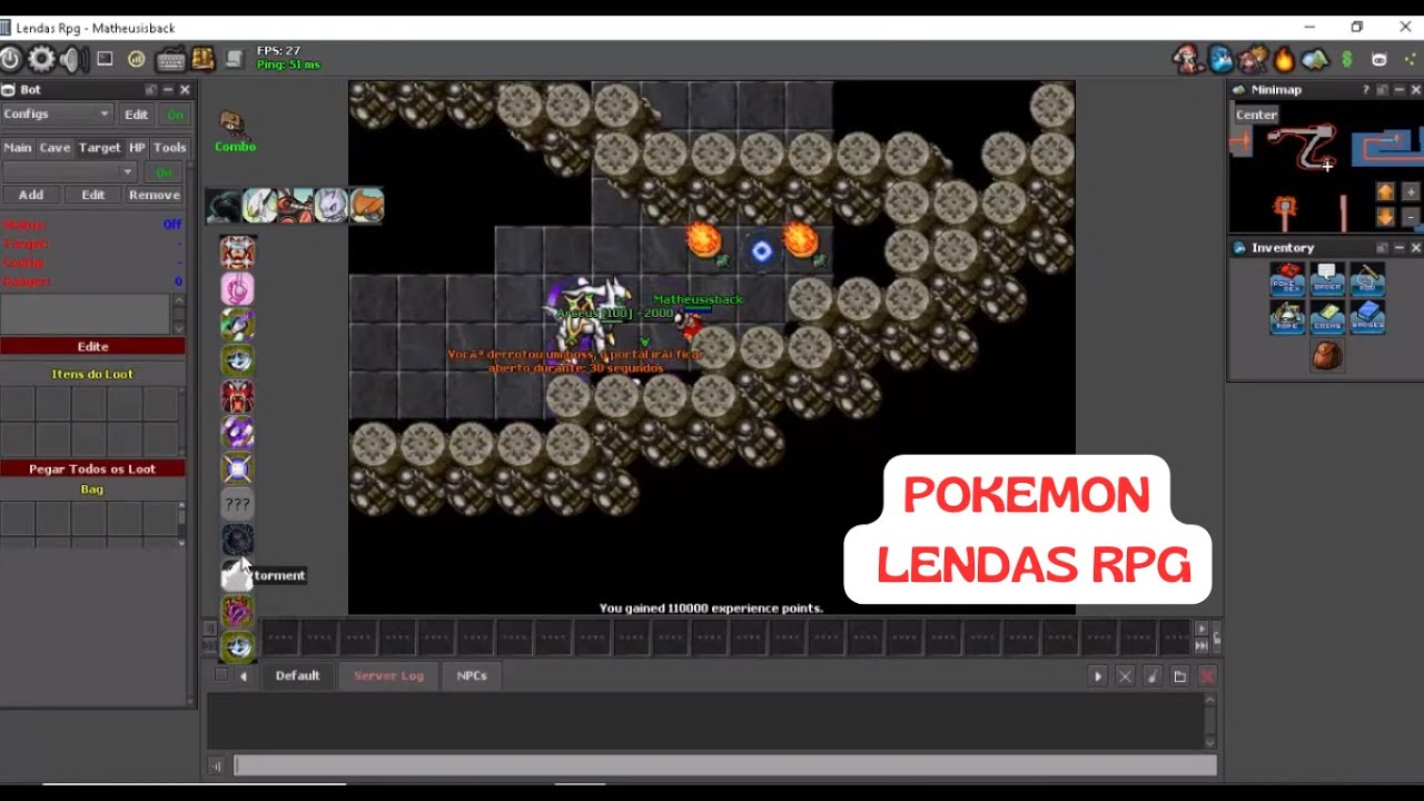 POKETIBIA 2023 BASE LENDA (LENDAS RPG) MOSTRANDO QUESTS.