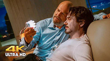 Obadiah Stane steals the arc reactor and leaves Tony to die. Iron Man