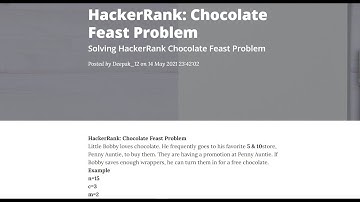 HackerRank: Chocolate Feast Problem Solved in very easy way #HackerRank#ProblemSolving