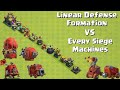 Linear Defense Formation vs Every Max Siege Machines - Clash of Clans