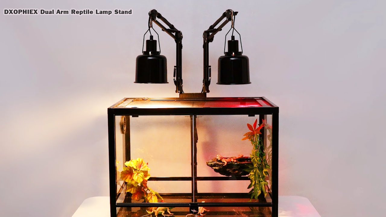 DXOPHIEX Dual Reptile Lamp Stand Reptile Light Stand with Two