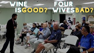 Wine is good for you, 4 wives are bad for you? - Old people argue with Muslim speaker