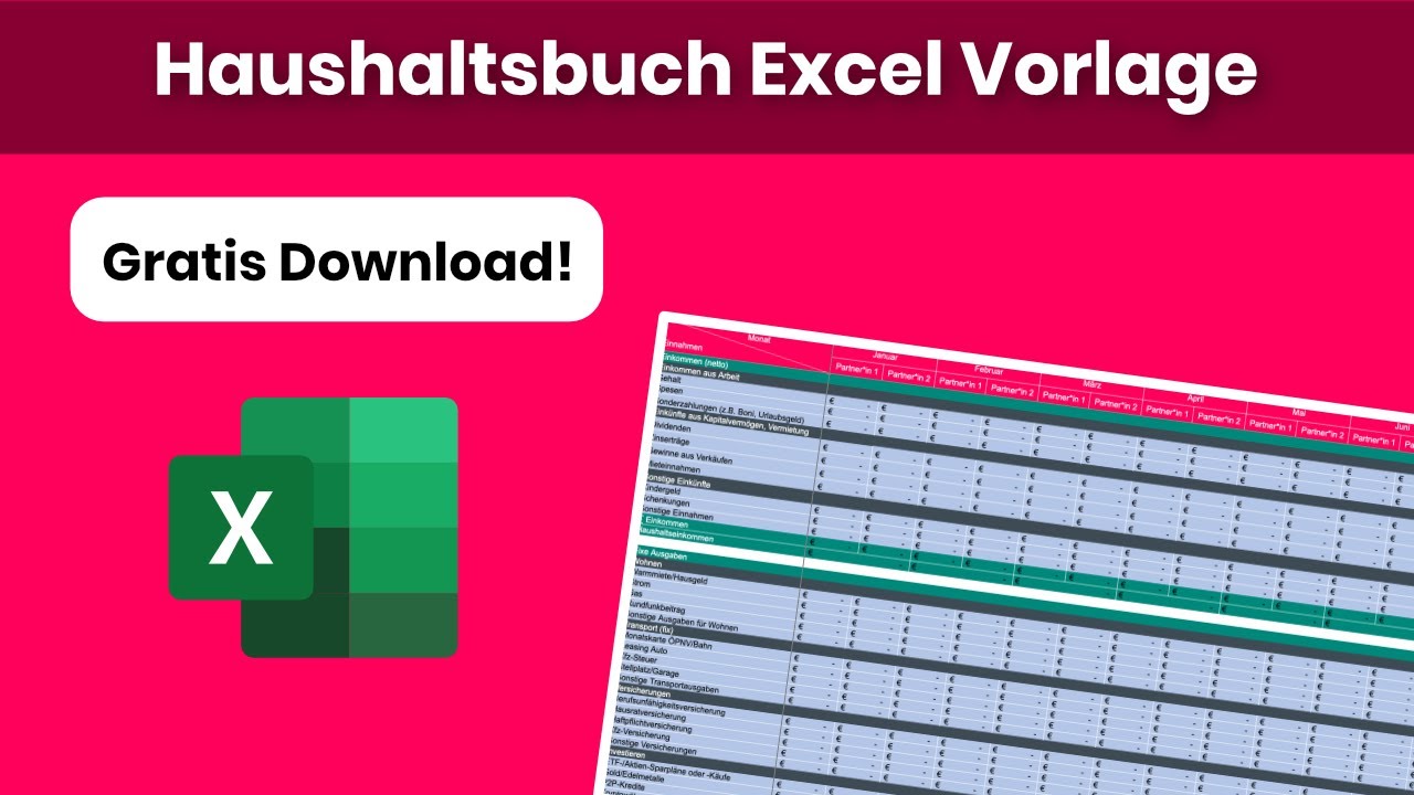 New Update Haushaltsbuch Excel Vorlage inkl. kostenlosem Download – auch für Paare geeignet!