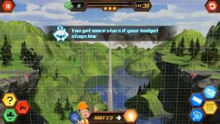 Bridge construction simulator level 31, 3 star walkthrough easy hard medium mountains