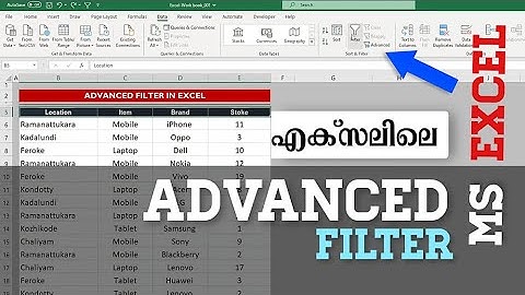 Advanced filter in excel | Dynamic Filter | Excel Malayalam |