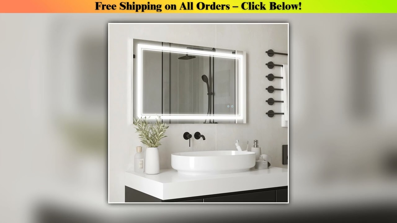 Kleankin bathroom mirror with LED light 100x60 cm touch switch 3 lights adjustable Wholesale Best