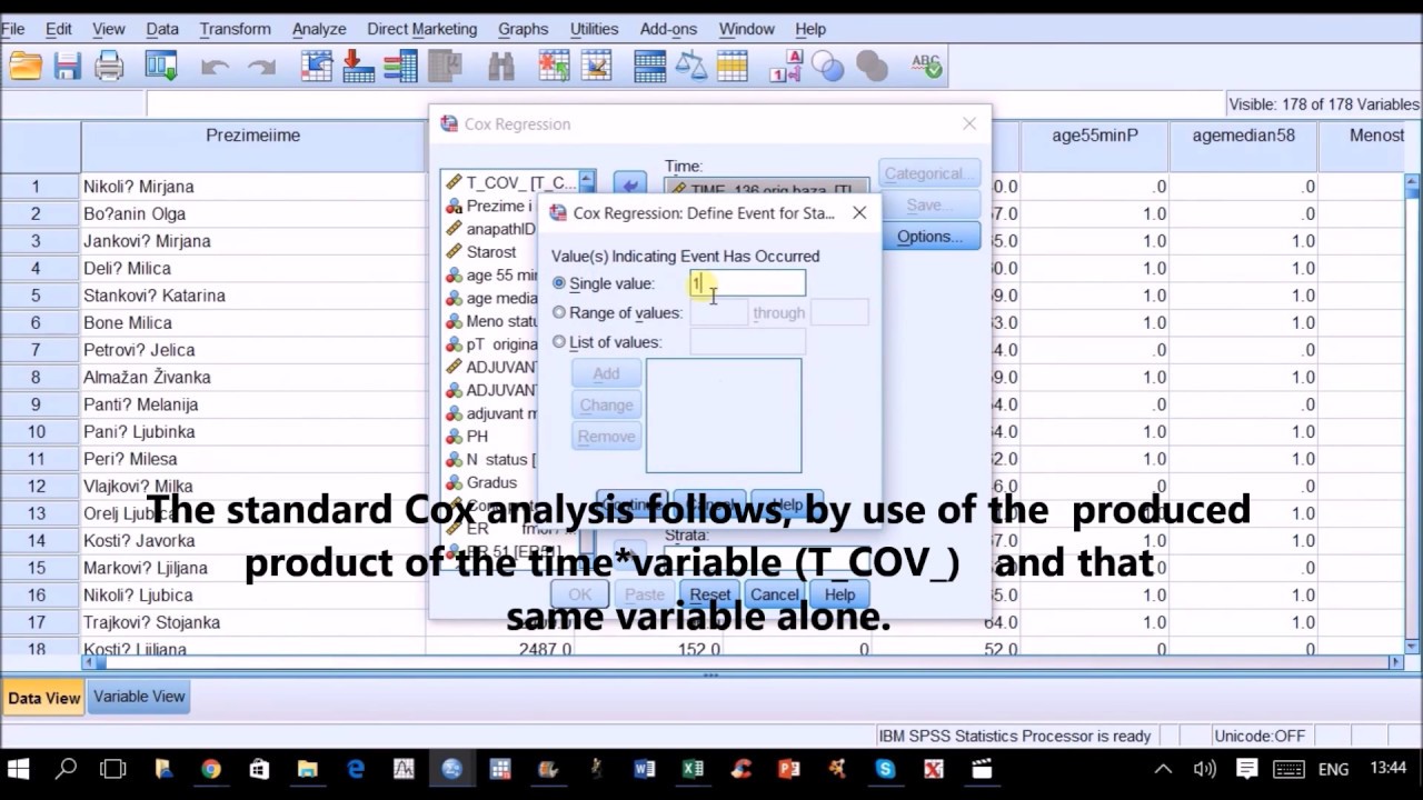 Testing The Proportional Hazards Assumption In A Minute SPSS Cox