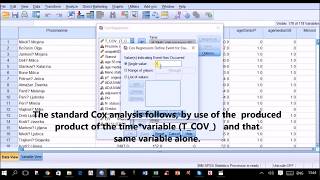 Testing the proportional hazards assumption in a minute, SPSS - Cox with time-dependent variables