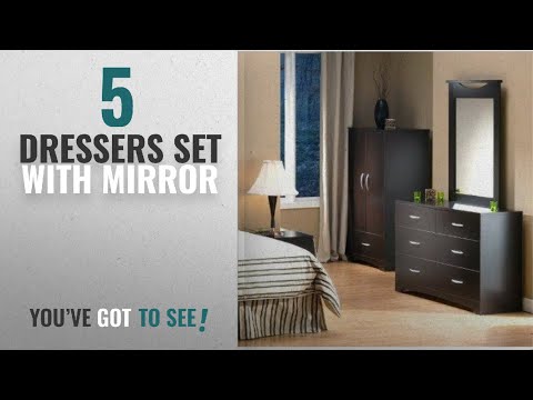Top 10 Dressers Set With Mirror [2018]: South Shore Back Bay Double Dresser and Mirror Set in Dark