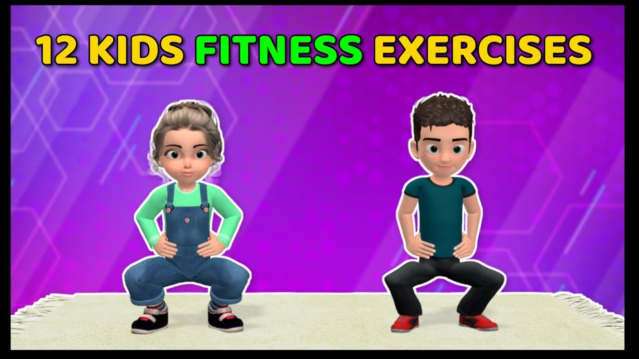 12 KIDS FITNESS EXERCISES - KIDS WORKOUT AT HOME - YouTube