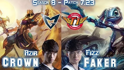 SSG Crown AZIR vs SKT T1 Faker FIZZ Mid - Patch 7.23 KR Ranked