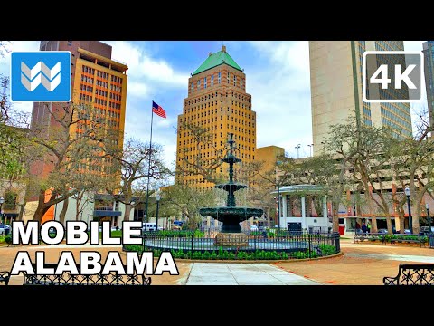 [4K] Downtown Mobile, Alabama USA - Walking Tour & Travel Guide 🎧 Binaural Sound