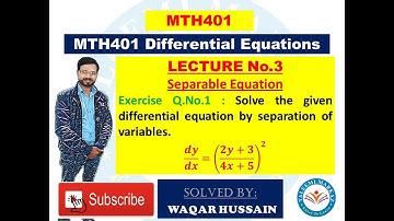 MTH401 Lecture no 3 Exercise Q 1 solution by taleemi markaz